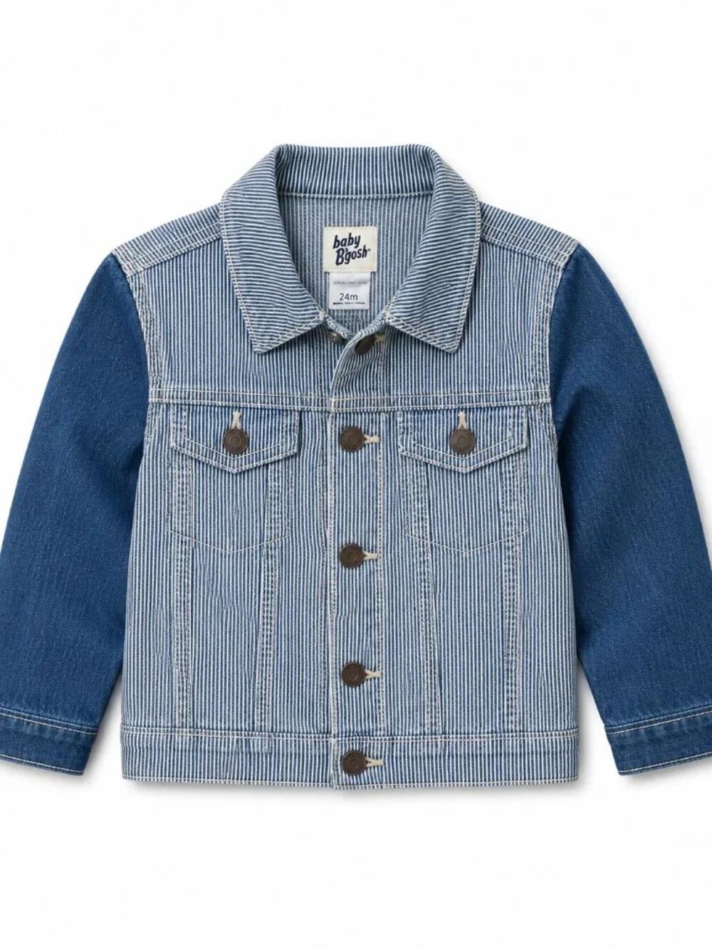 NWT OshKosh B'gosh Toddler Boys Denim Jacket Size 24 Months Blue Striped